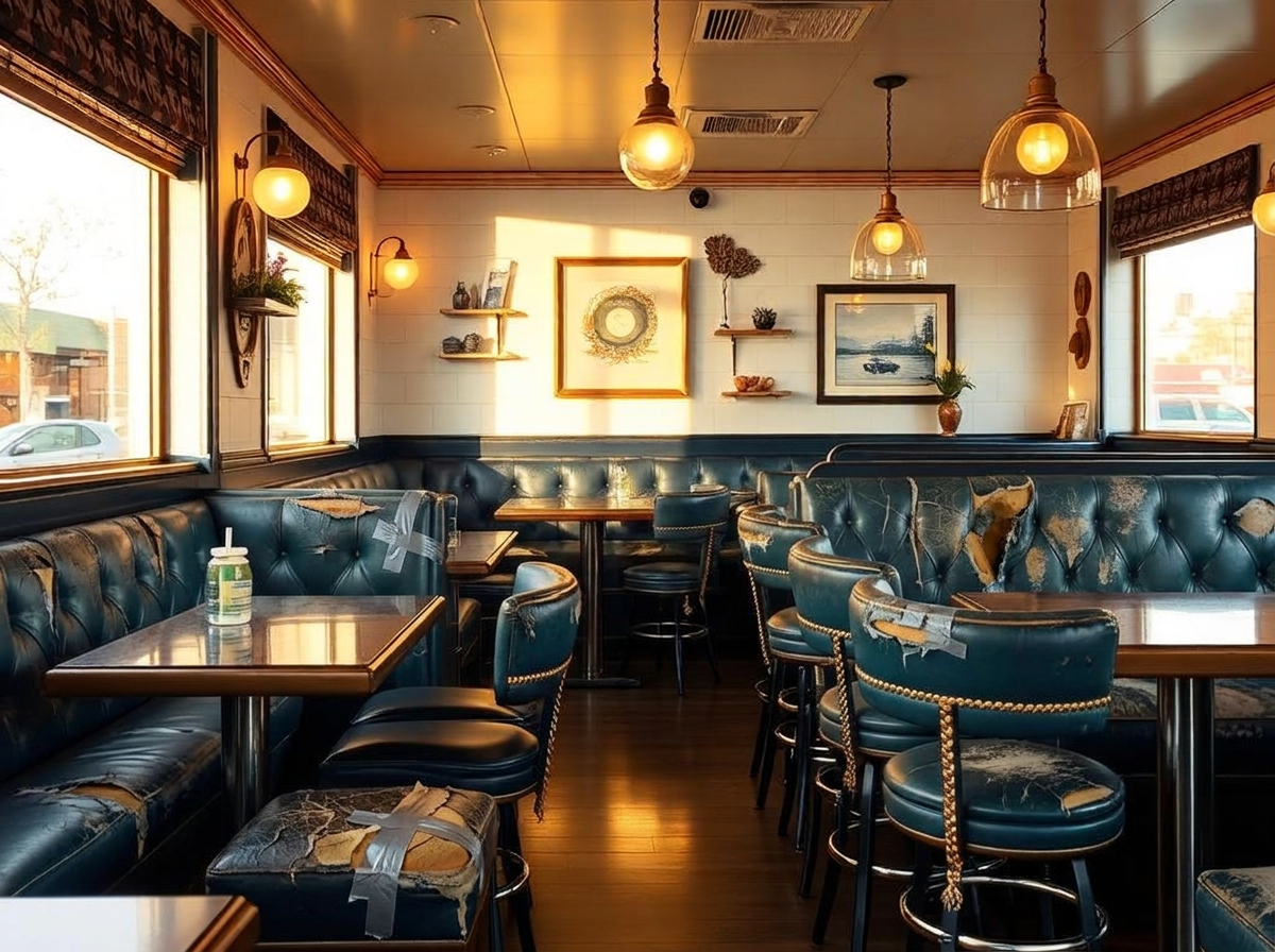 Restaurant Booths — before Kaiser Upholstery service